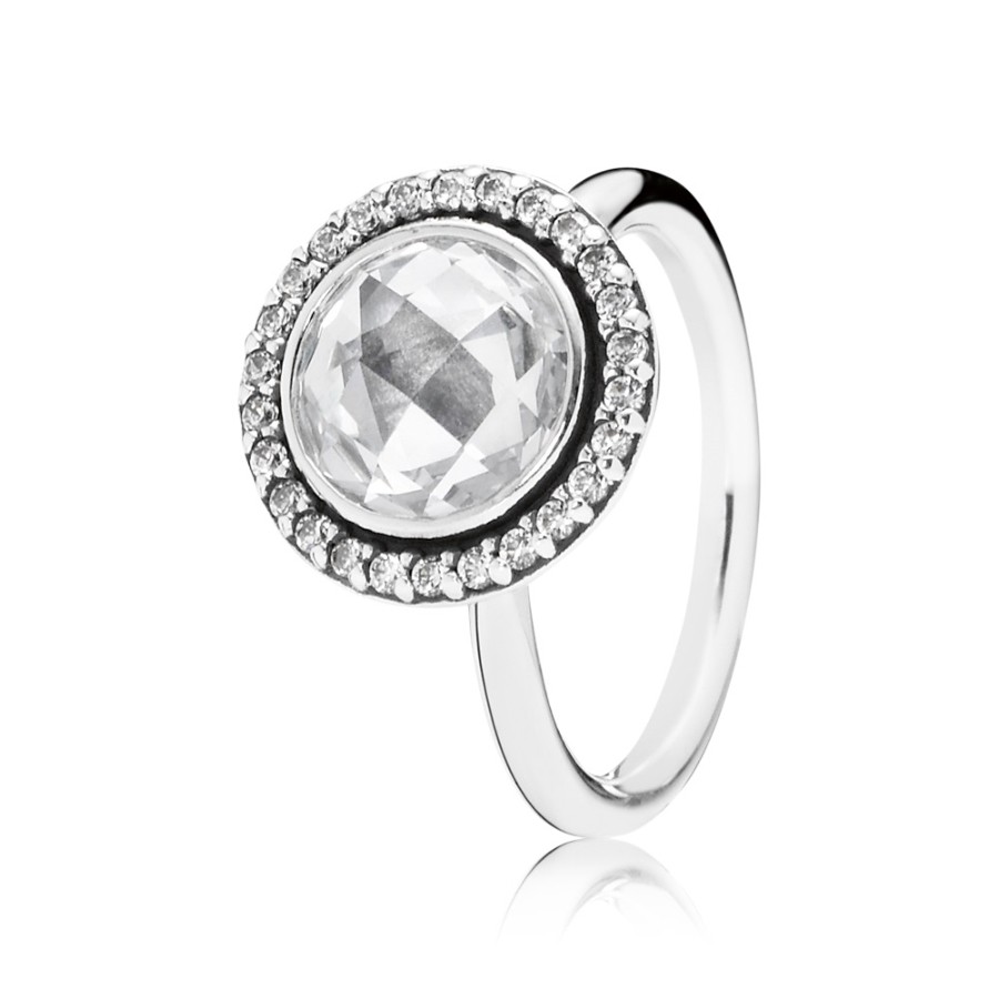 Pandora Silver Clear CZ Faceted Ring