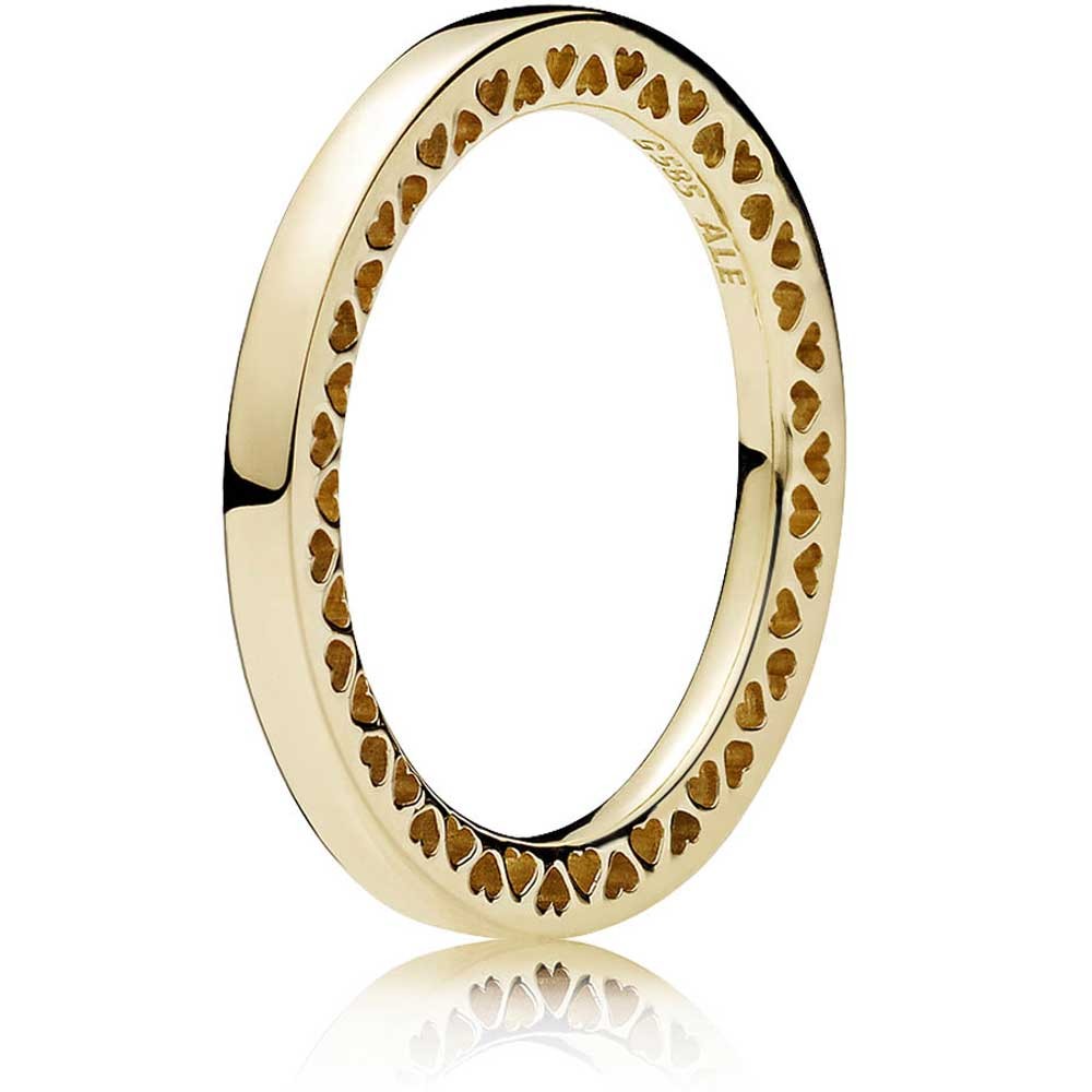 Pandora 14ct Gold Classic Hearts of Ring