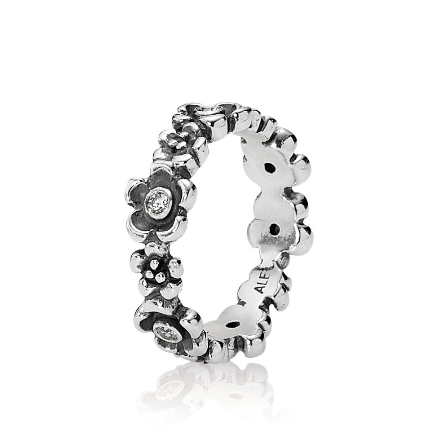 Pandora Silver CZ Flower Band Ring