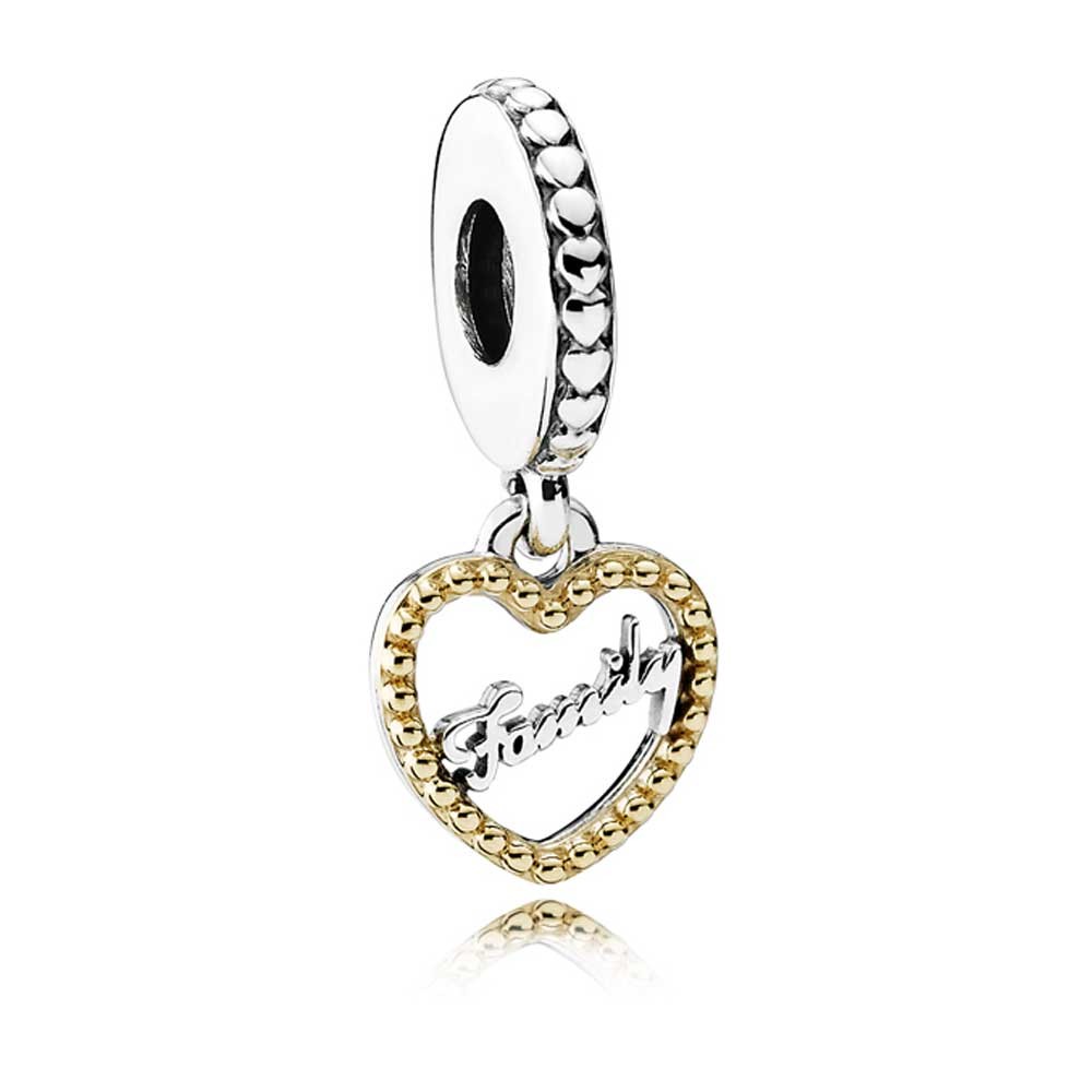 Pandora Silver 14ct Gold Family Script Charm 792011