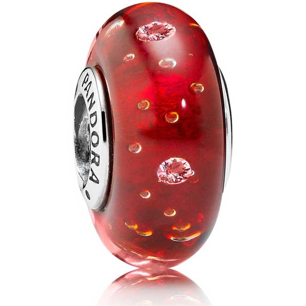 Pandora Silver Red Fizzle Murano Glass Charm 791631CZ