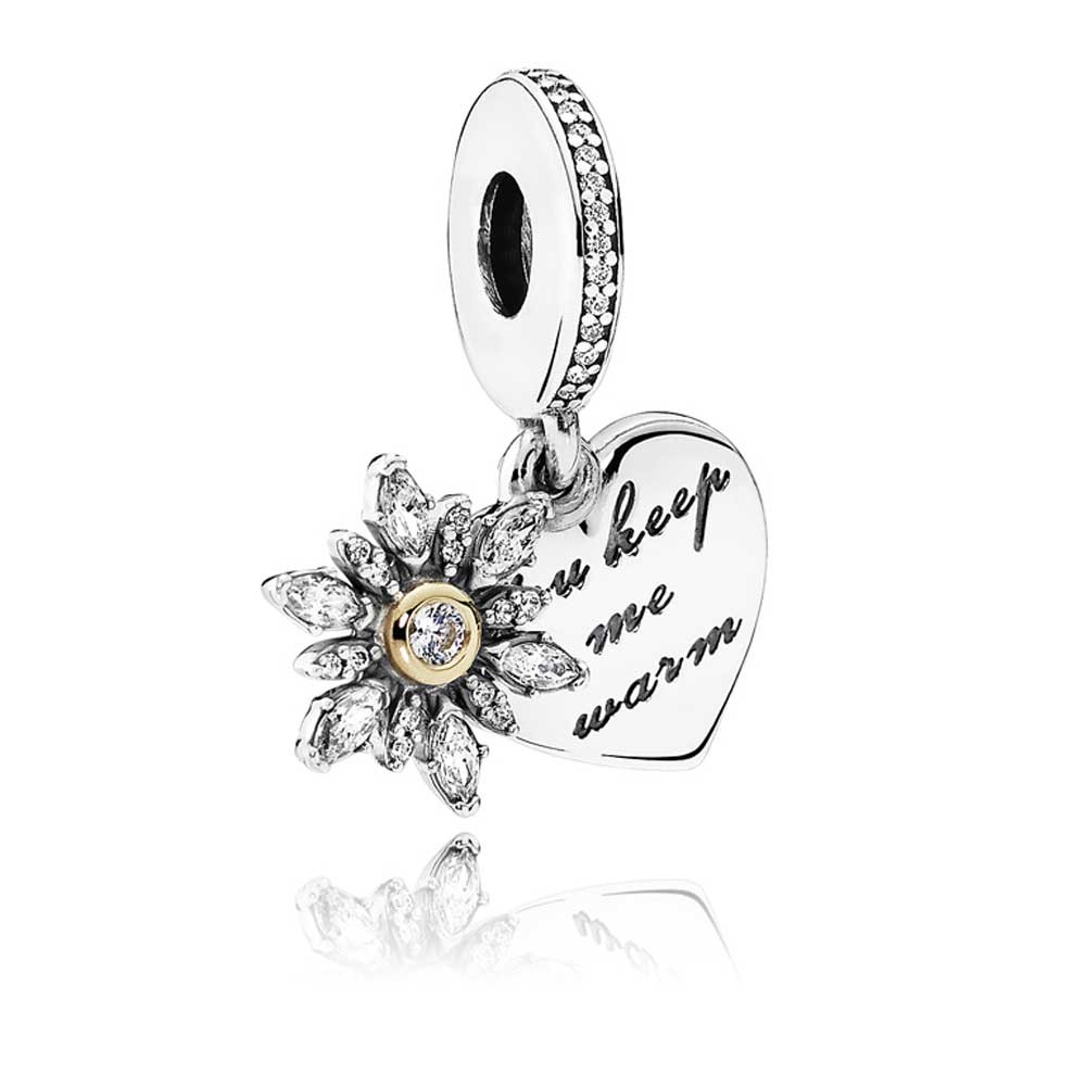 Pandora Silver 14ct Gold Snowflake Heart Charm 792012CZ