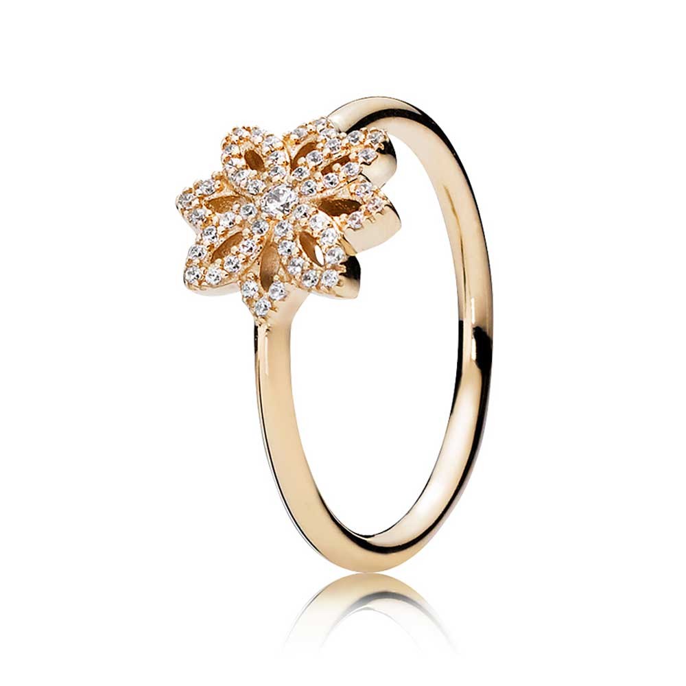 Pandora 14ct Gold Cubic Zirconia Lace Botanique Ring