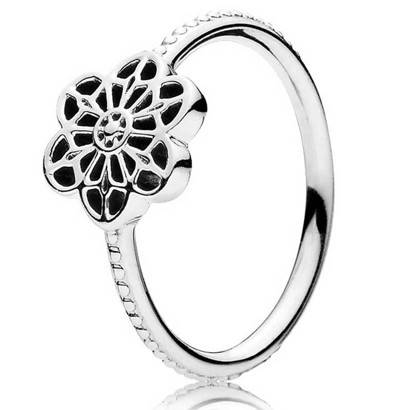 Pandora Silver Floral Daisy Lace Ring