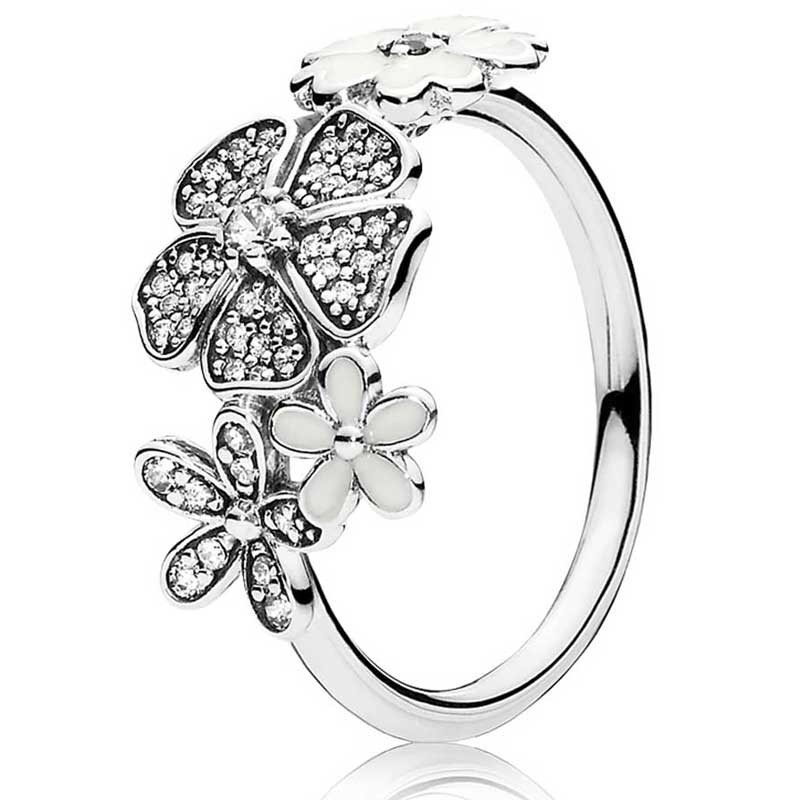 Pandora Silver Enamel ShimmeRing Bouquet Ring