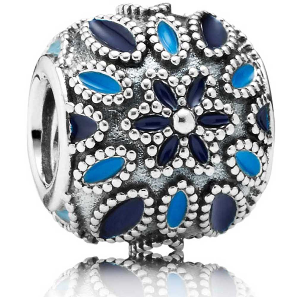 Pandora Silver Cathedral Rose Blue Enamel Charm 791374ENMX