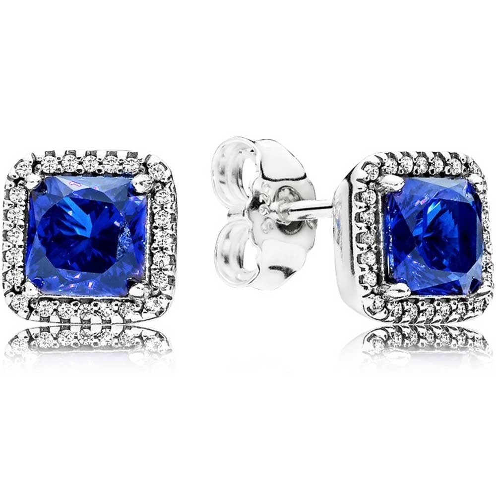 Pandora Blue Timeless Elegance Stud Earrings 290591NBT