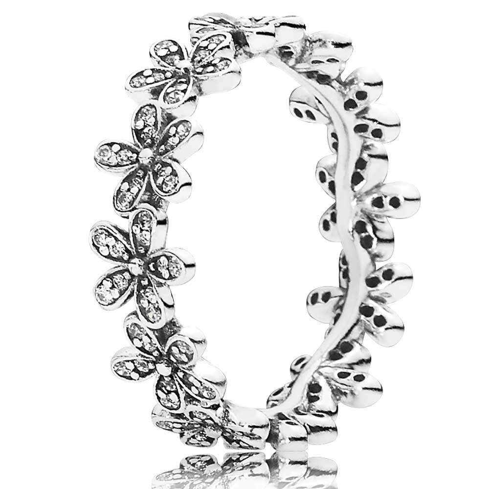 Pandora Silver Cubic Zirconia Daisy Band Ring