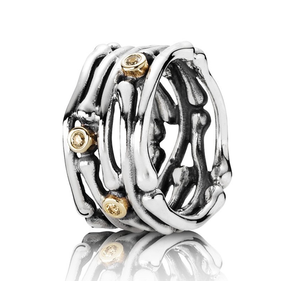 Pandora Silver 14ct Gold and Diamond Fancy Ring