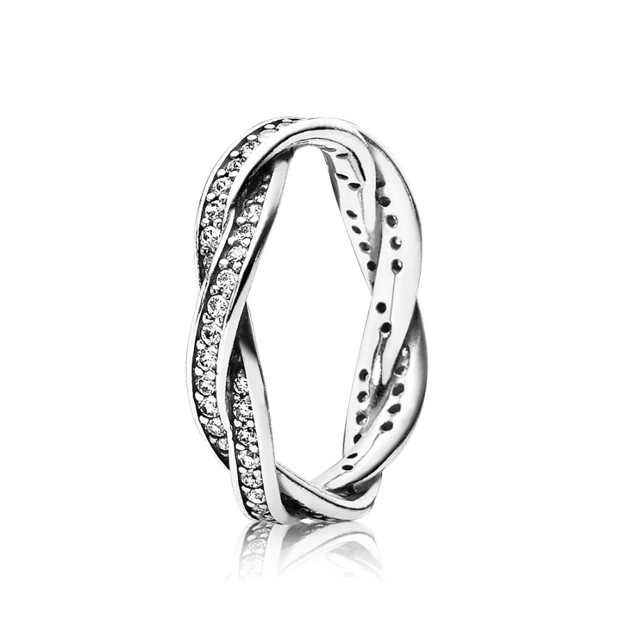 Pandora Silver CZ Braided Ring