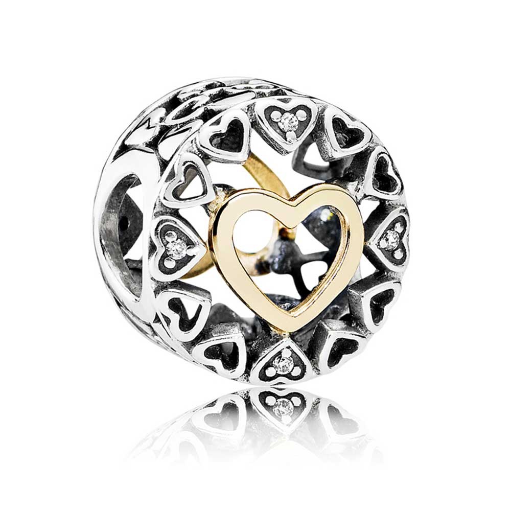 Pandora Silver 14ct Gold Circle Of Love Charm 792009CZ