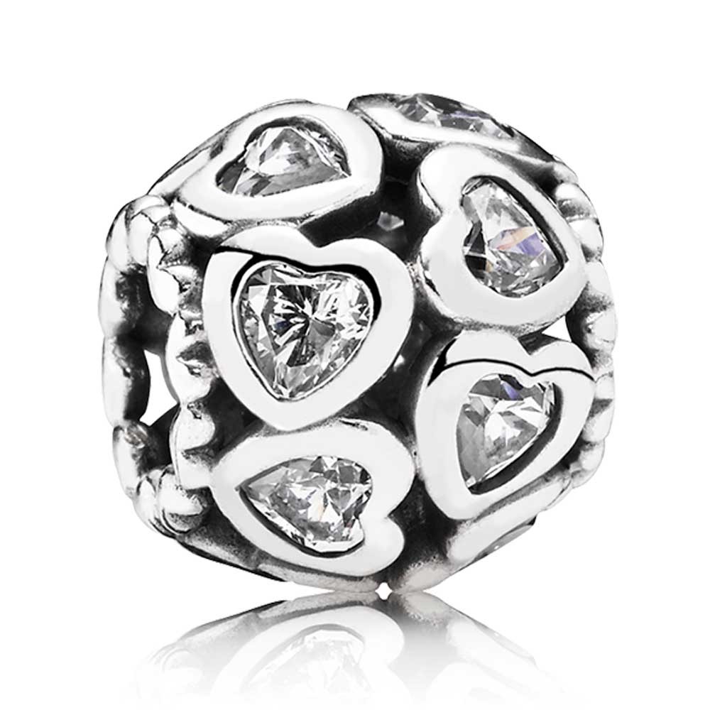 Pandora Silver Cubic Zirconia Openwork Heart Charm 791250CZ