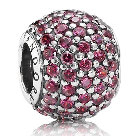 Pandora Silver Red Cubic Zirconia Pave Ball Charm 791051CZR