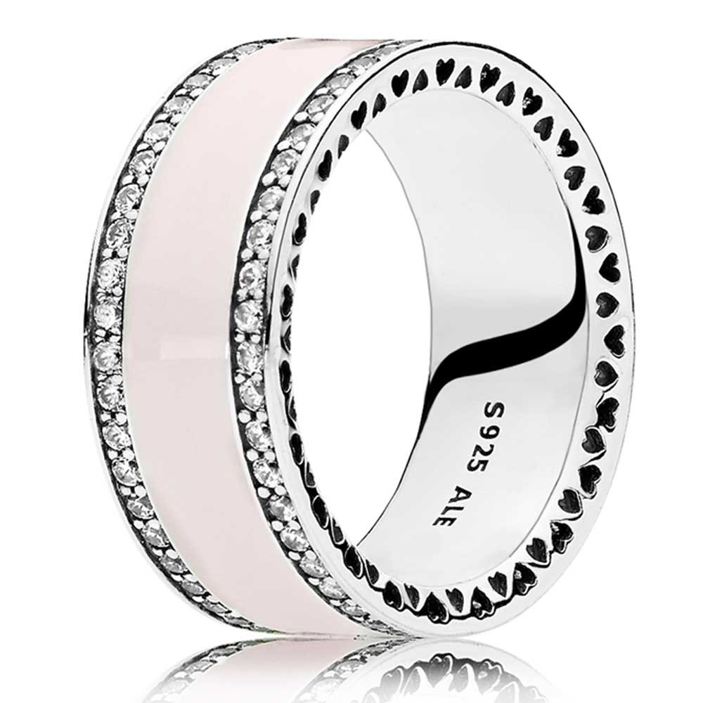 Pandora Pink Pearlescent Hearts of Band Ring