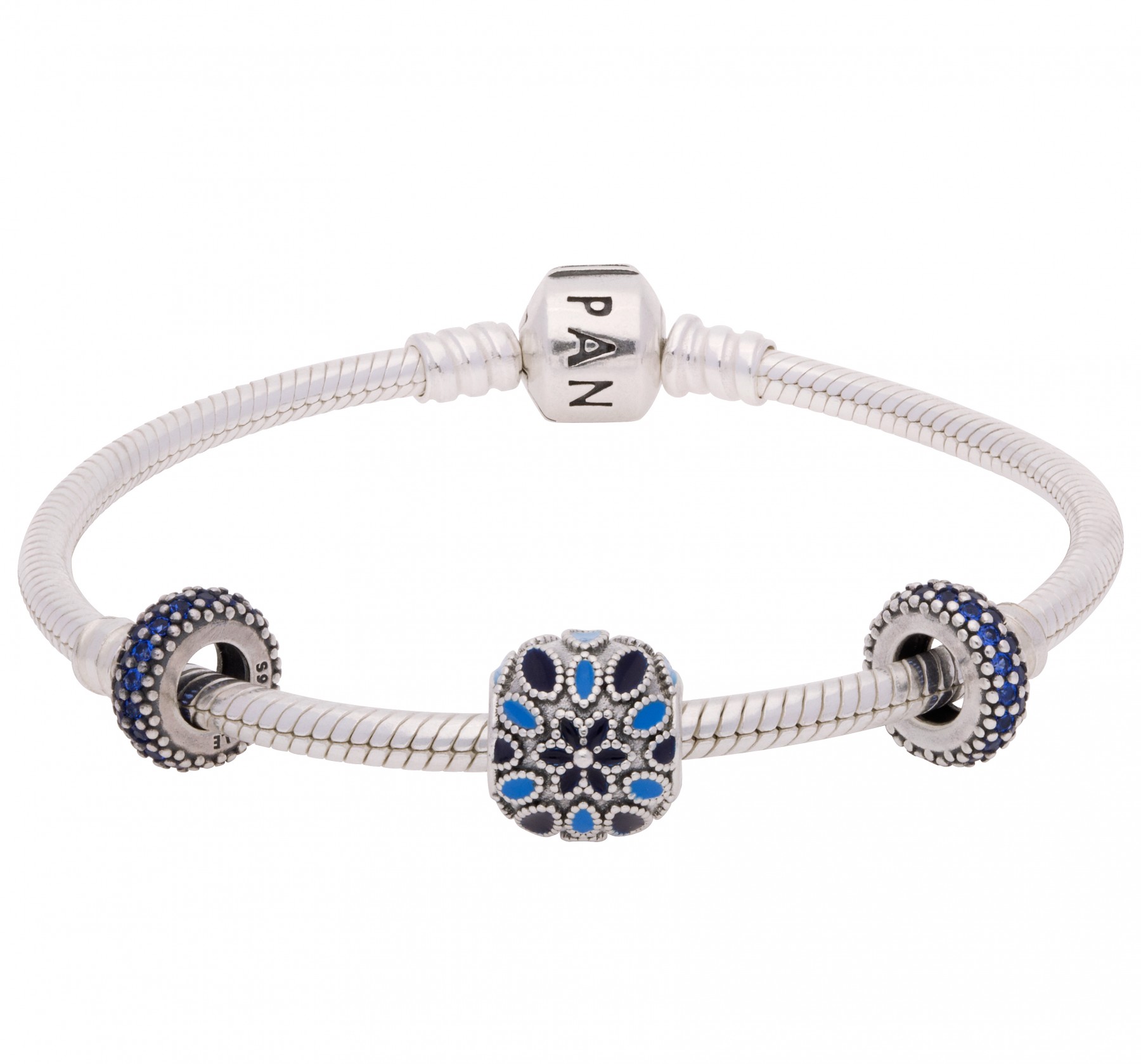 Pandora Sparkling Blue Rose Complete Bracelet CB387