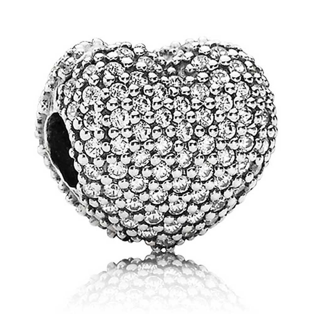 Pandora Silver Pave Cubic Zirconia Heart Clip 791427CZ