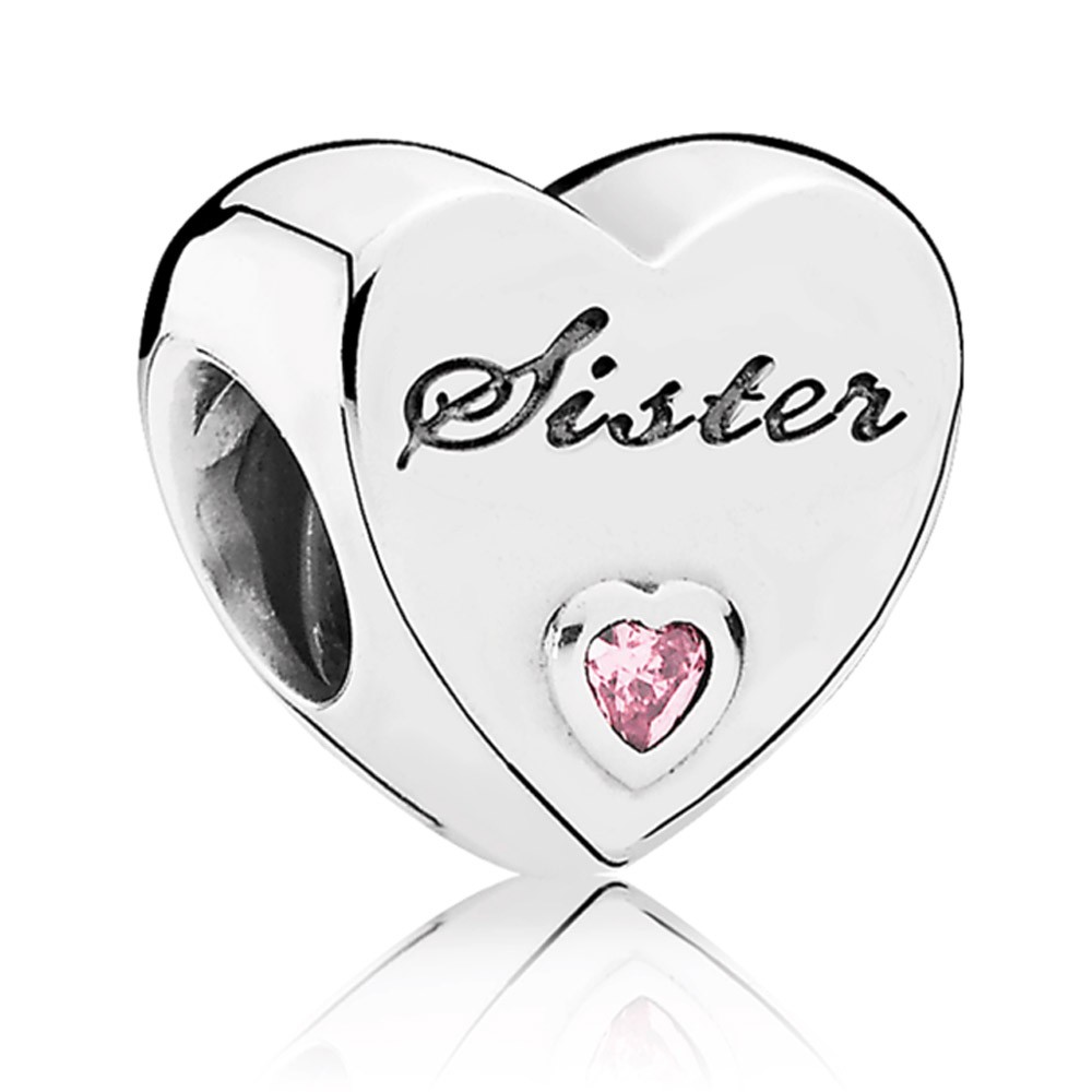 Pandora Silver Sisters Love Heart Charm 791946PCZ