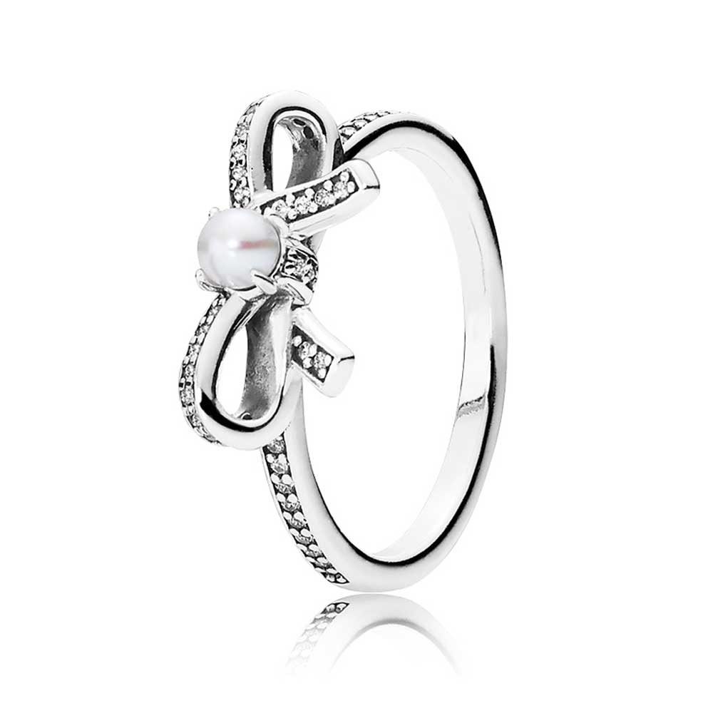 Pandora Silver Delicate Sentiments Pearl Bow Ring