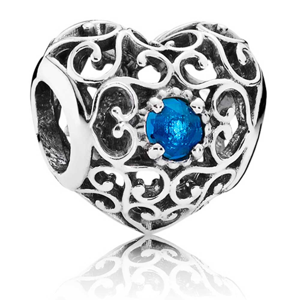 Pandora Silver December Birthstone Signature Heart Charm 791784N