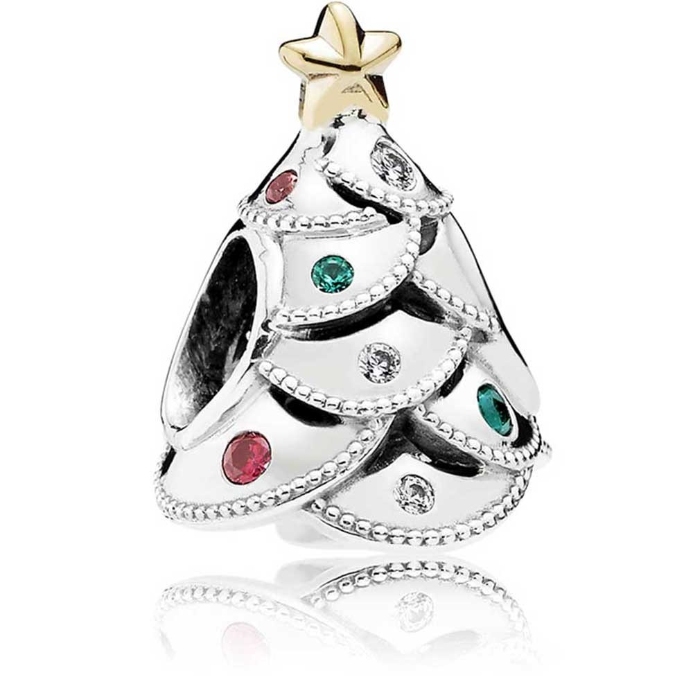 Pandora Silver 14ct Gold Festive Tree Charm 791999CZRMX