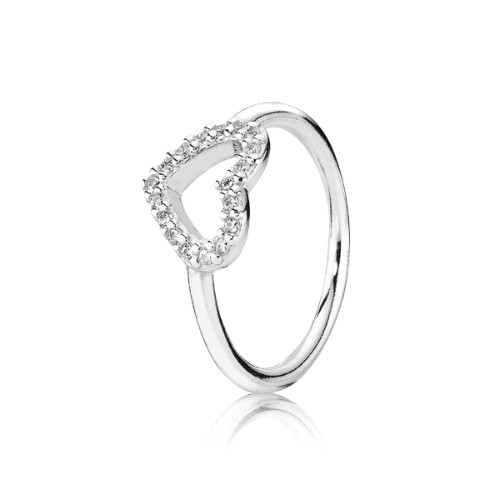 Pandora Silver Cubic Zirconia Open Heart Ring