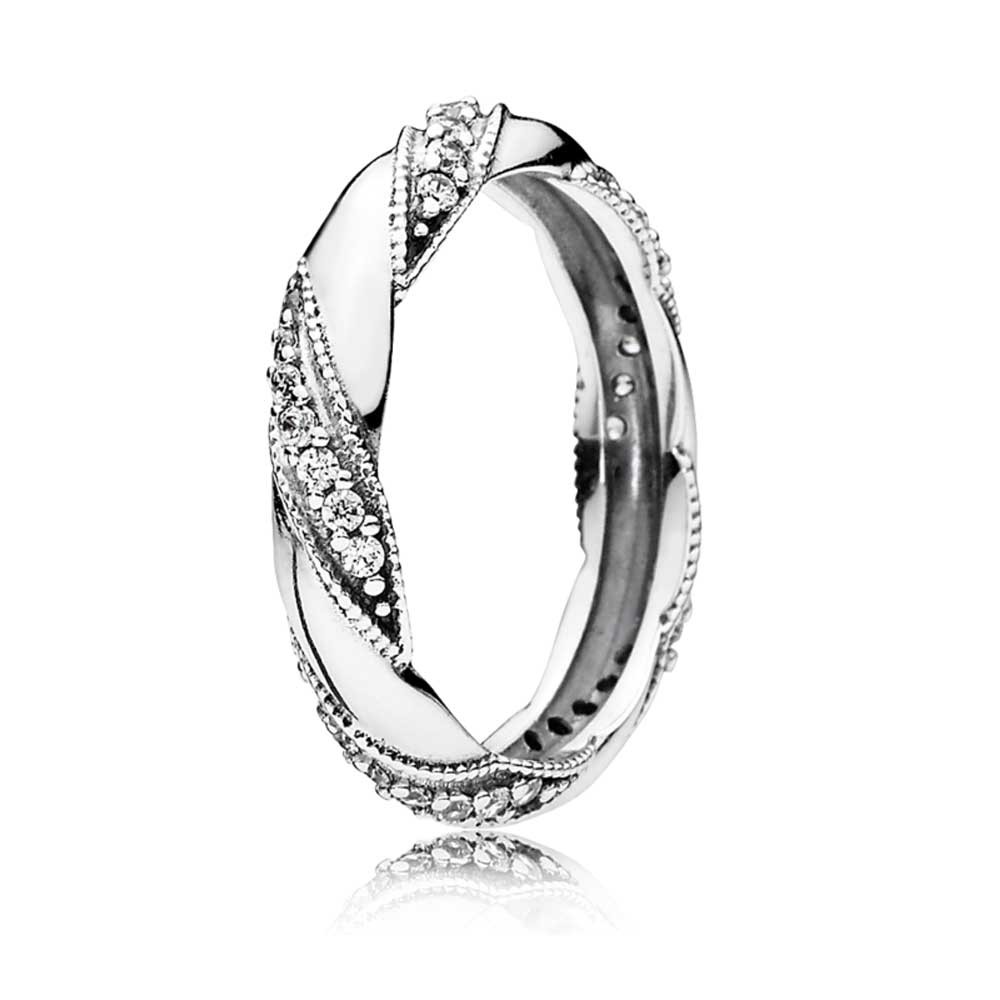 Pandora Silver Cubic Zirconia Ribbon of Love Ring