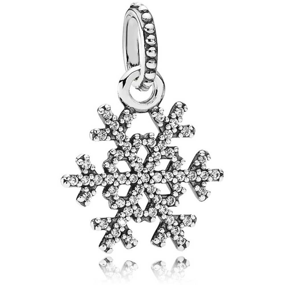 Pandora Silver Clear Cubic Zirconia Snowflake Pendant Charm 3903