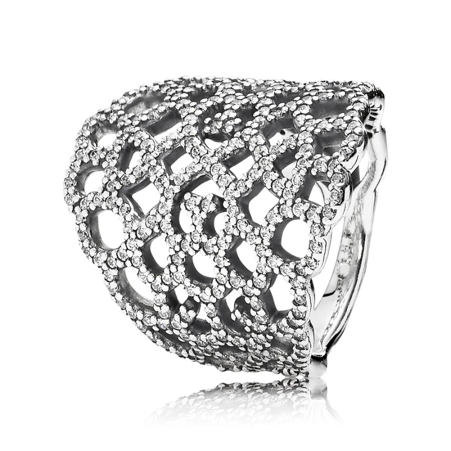 Pandora Silver Cubic Zirconia Statement Lace Ring