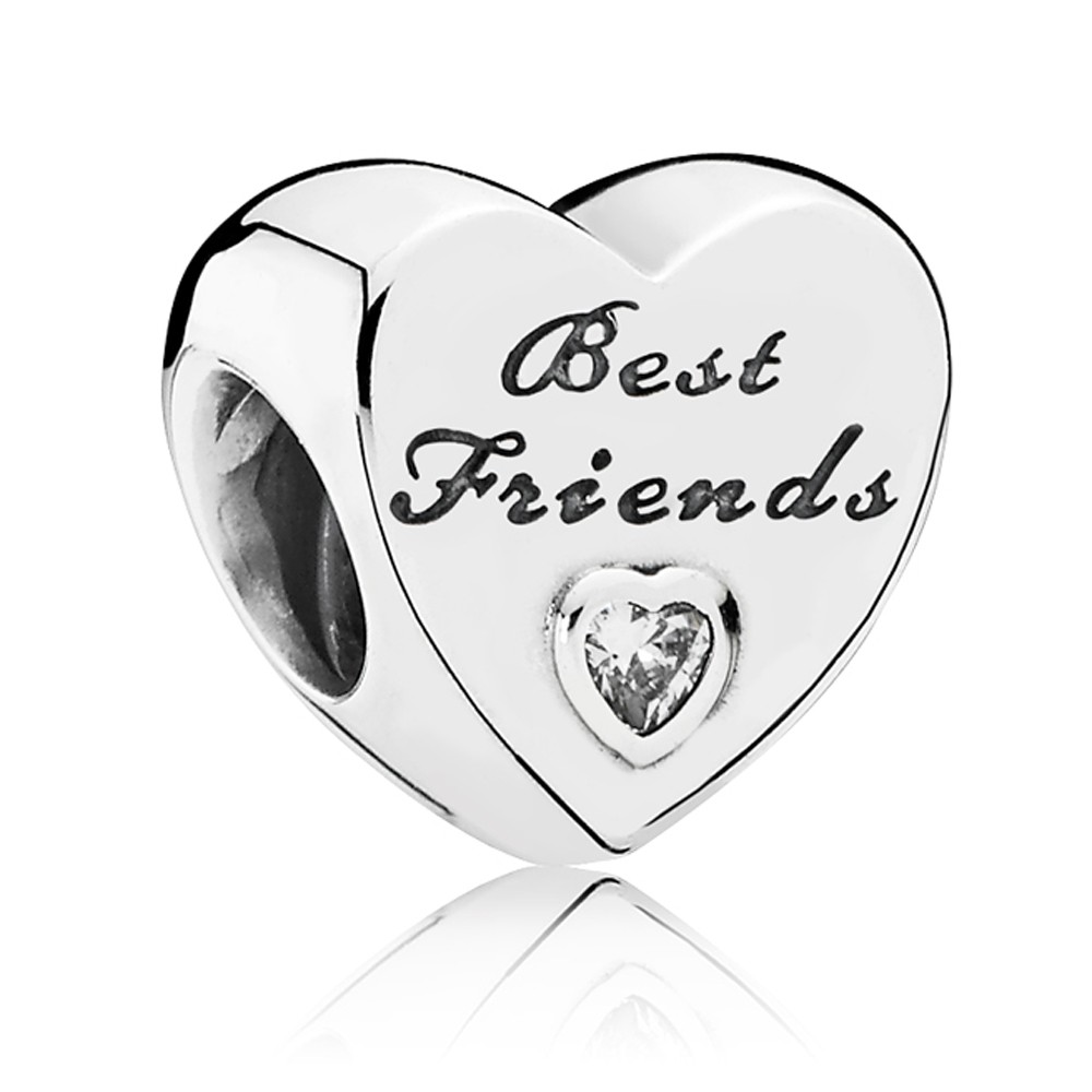 Pandora Silver Cubic Zirconia Friendship Heart Charm 791727CZ