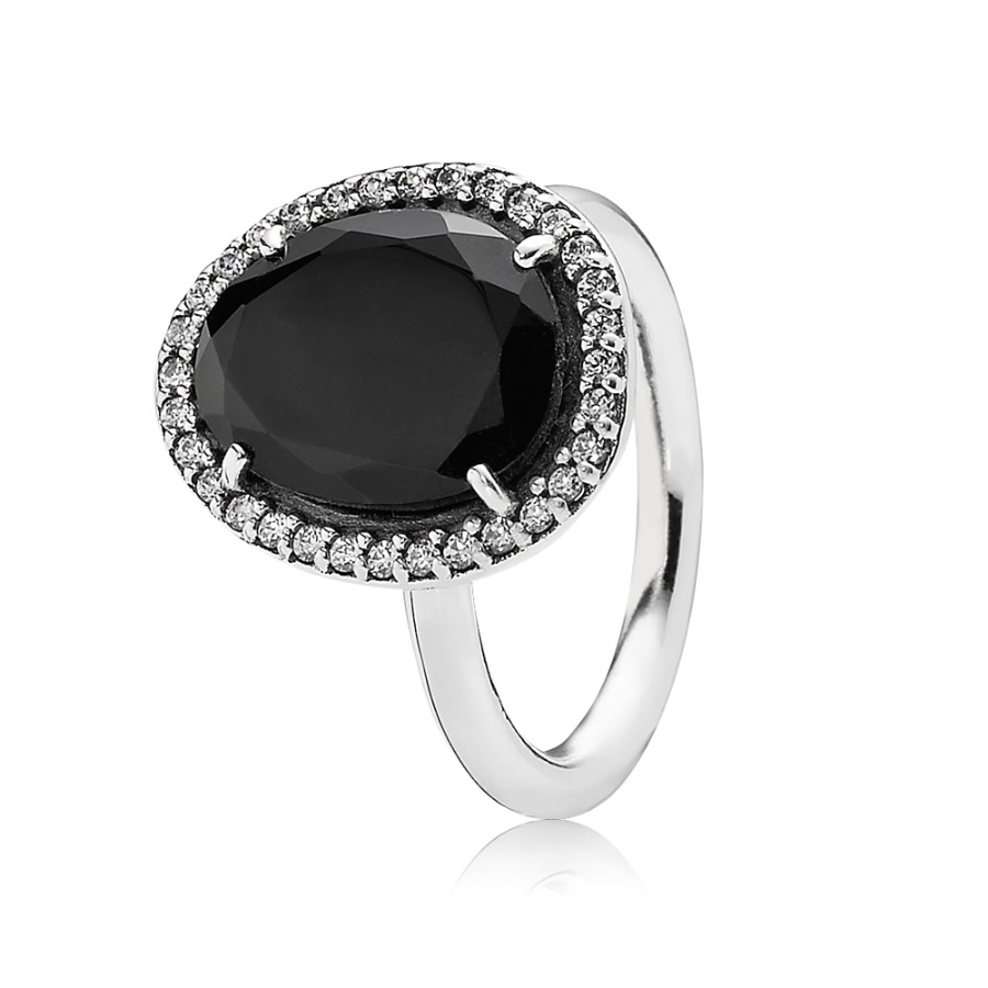 Pandora Silver Statement Black Spinel Cubic Zirconia Ring