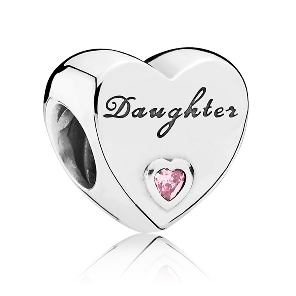 Pandora Silver Pink Cubic Zirconia Daughters Love Charm 791726PC