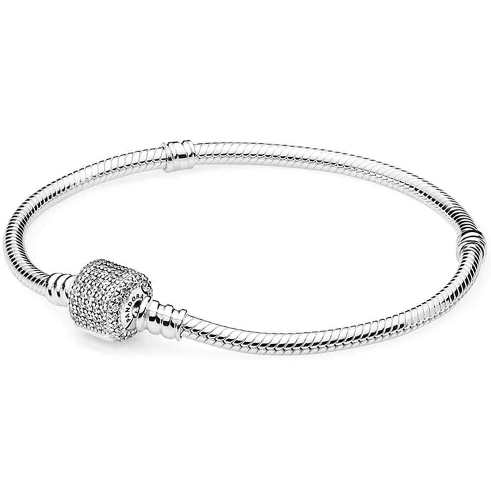 Pandora Silver Cubic Zirconia Signature Clasp Bracelet 590723CZ