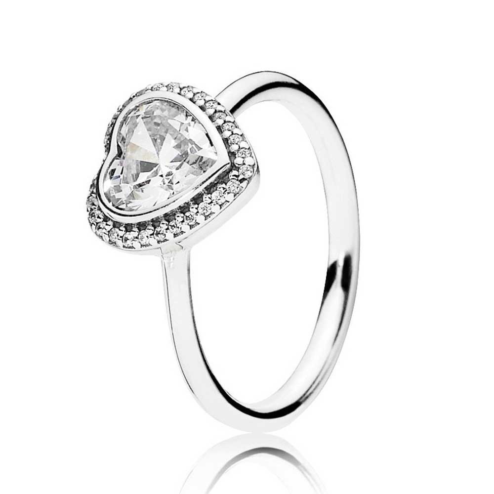 Pandora Silver Cubic Zirconia Heart Ring