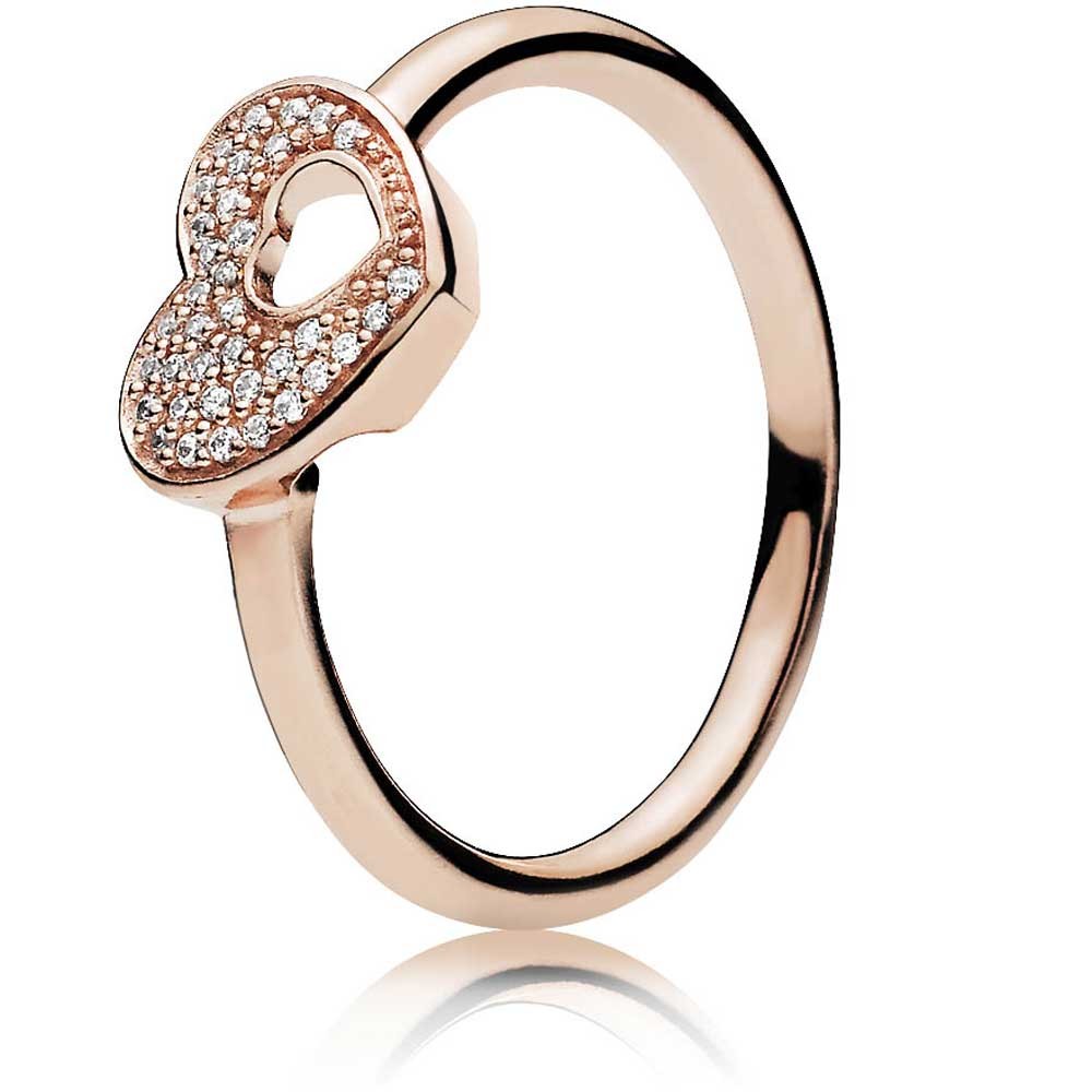 Pandora RoseShimmeRing Puzzle Heart Frame Ring