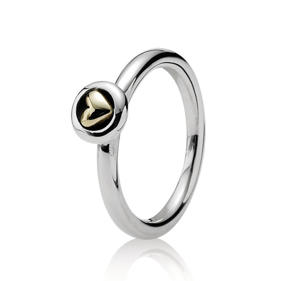 Pandora Silver and 14Ct Gold Heart Ring