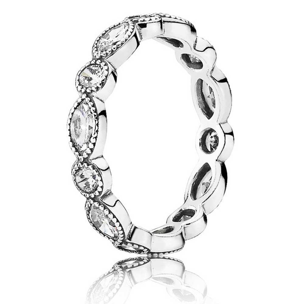 Pandora Silver Round Oval Cubic Zirconia Eternity Ring