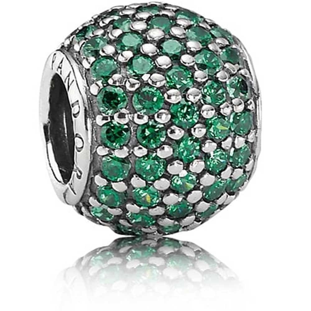 Pandora Silver Green Pave Ball Charm 791051CZN