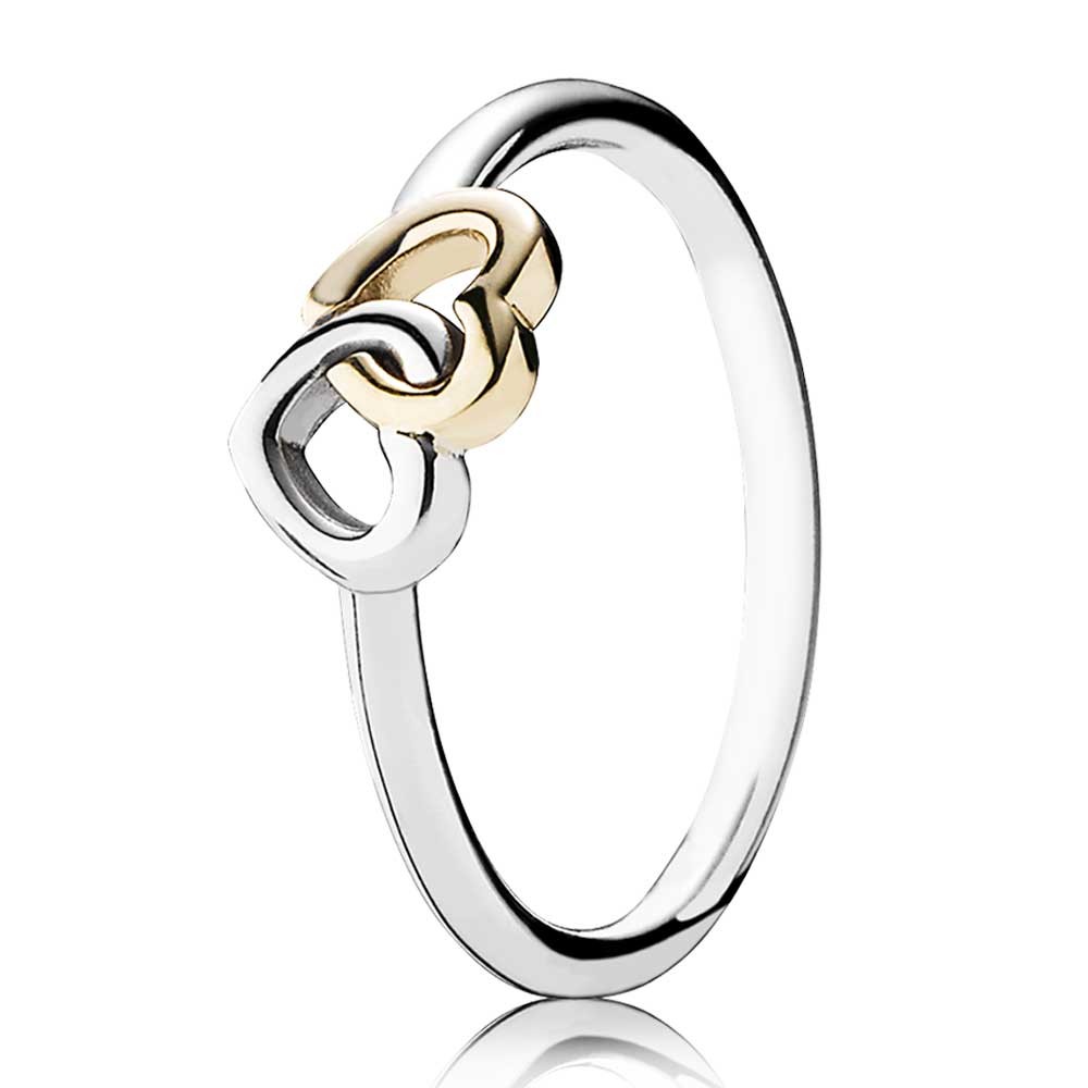 Pandora Silver 14ct Interlocked Hearts Ring