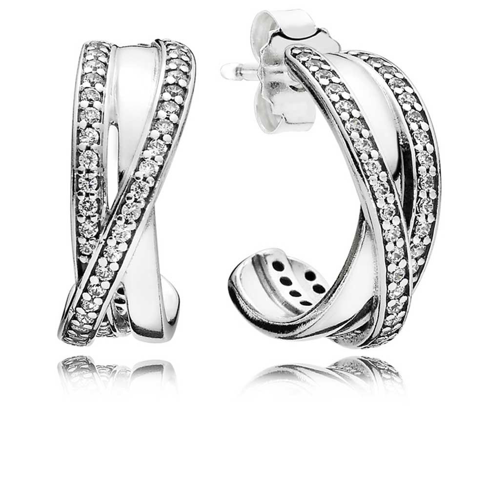 Pandora Entwined Half Hoop Earrings 290730CZ