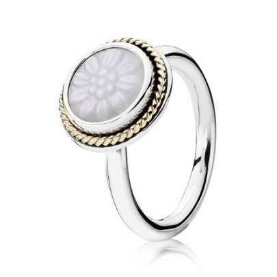 Pandora Silver 14ct Gold MOP Flower Ring