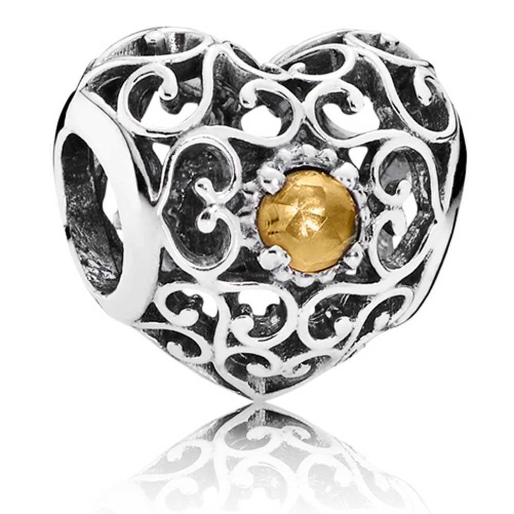 Pandora Silver November Birthstone Signature Heart Charm 791784C