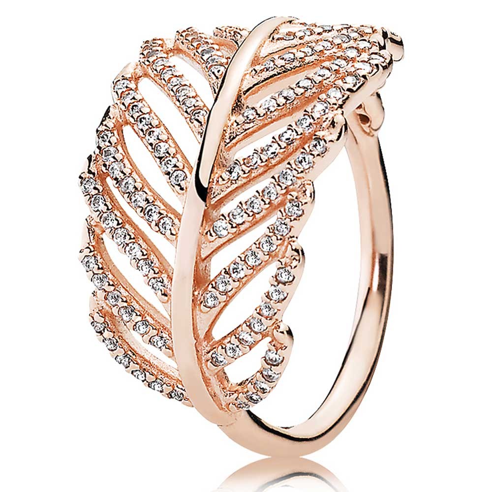 Pandora RoseCubic Zirconia Feather Ring