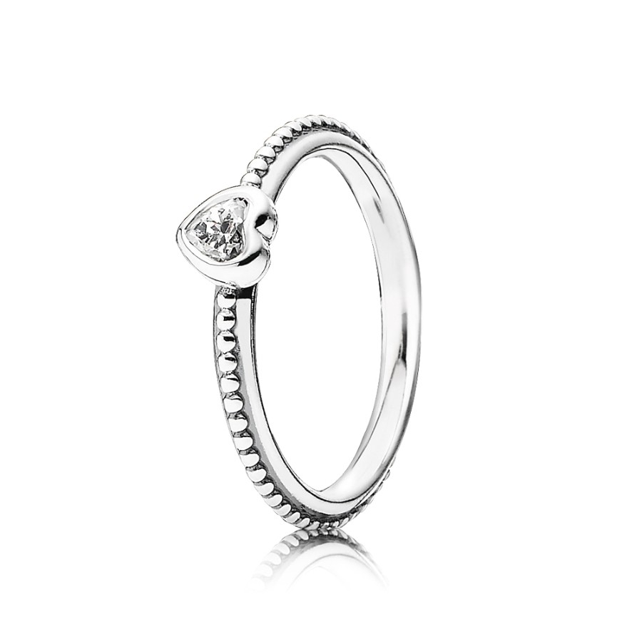 Pandora Silver CZ Heart Ring