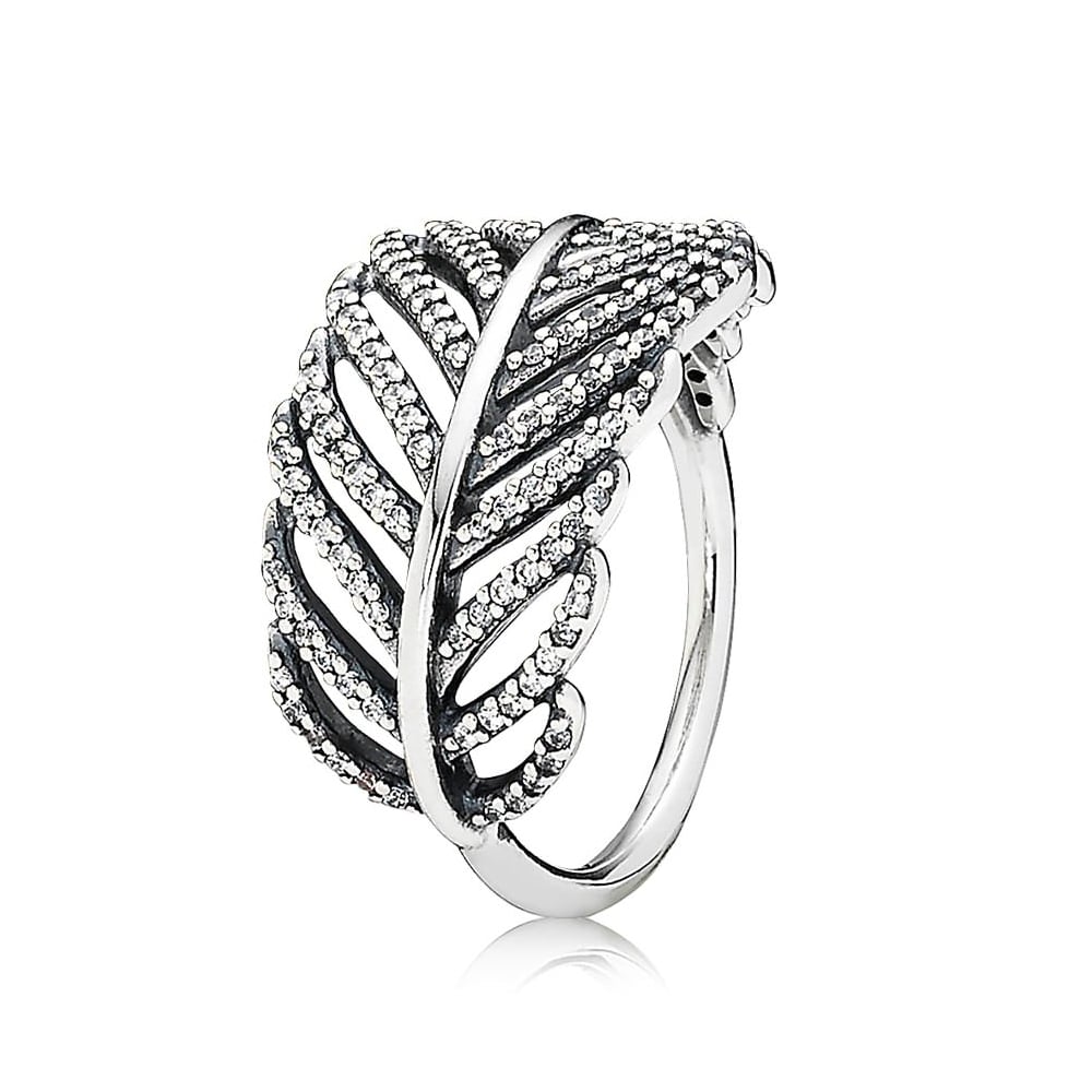 Pandora Silver Pave Feather Ring