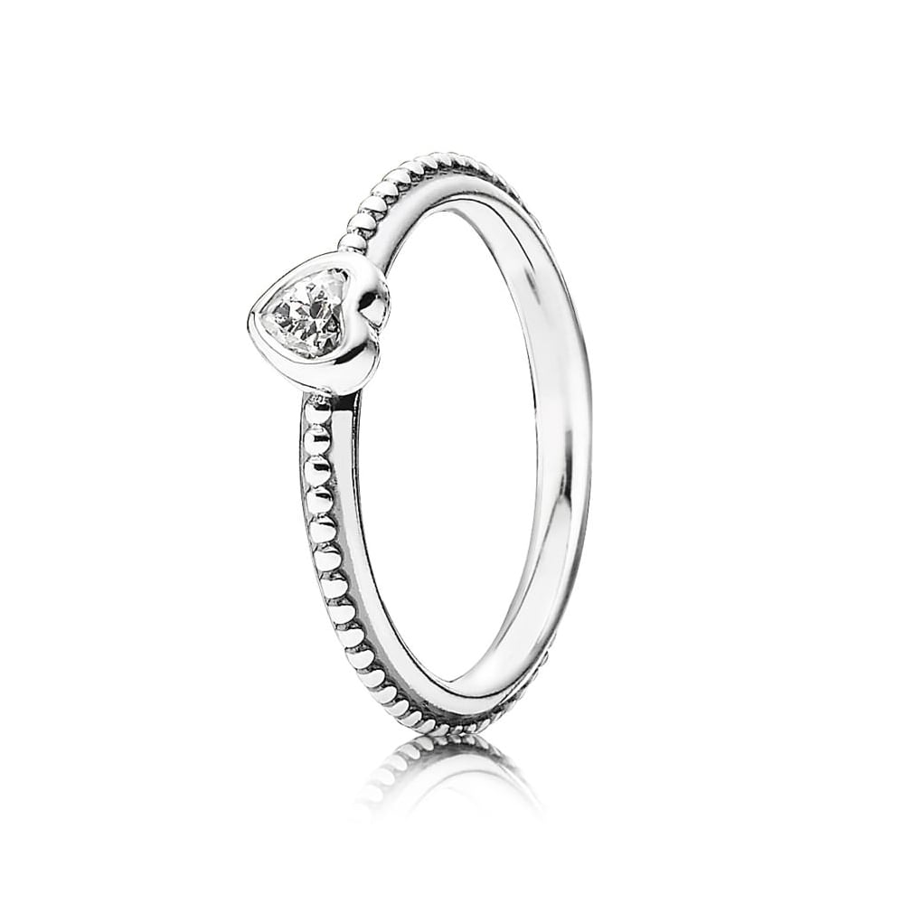 Pandora Silver & CZ Delicate Heart Ring